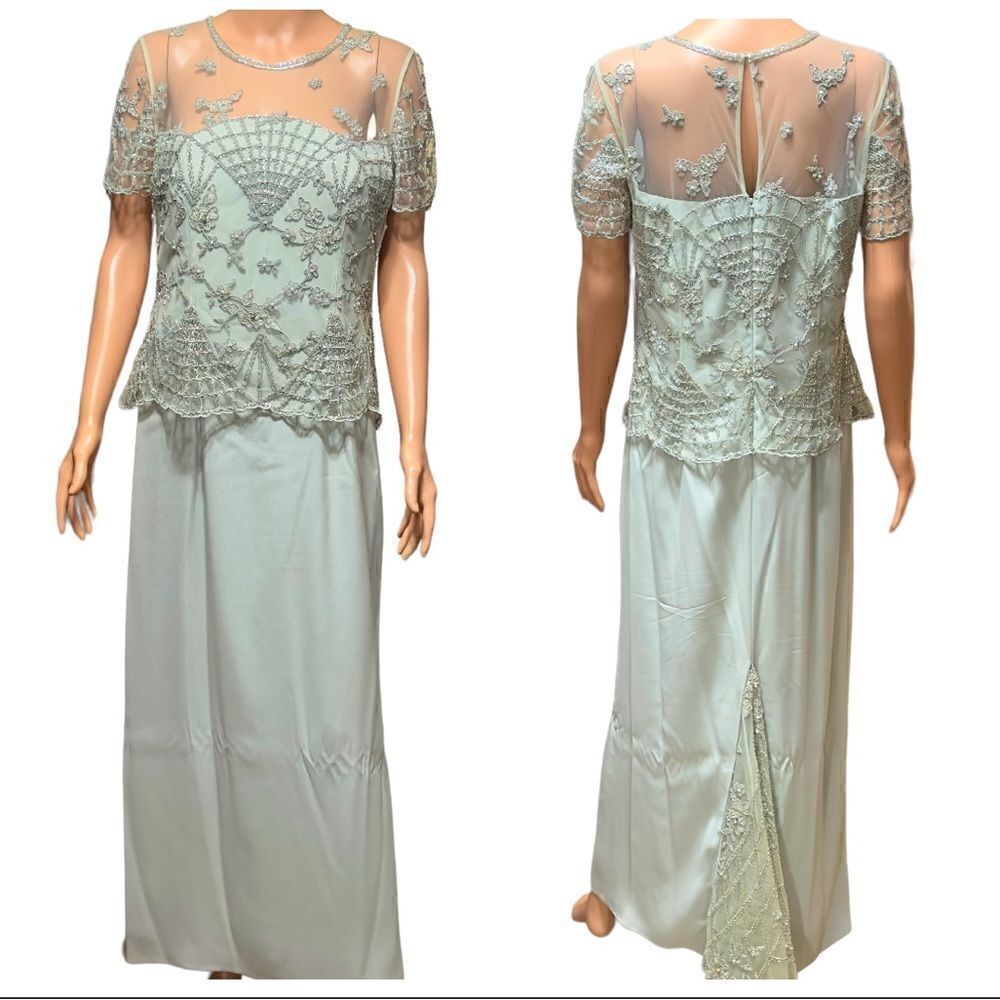 MONTAGE by Mon Cheri Sage Beaded Gown SIZE 12